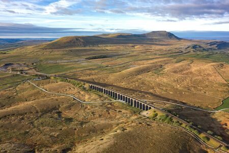 Aerial of The Ribblehead Viaduct a Grade II listed structureの写真素材