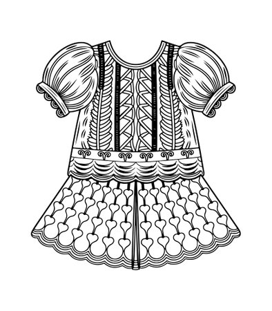 baby dress line art, coloring book pageのイラスト素材