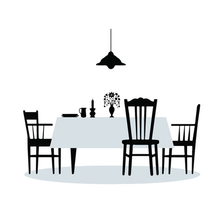 dining table silhouette vectorのイラスト素材