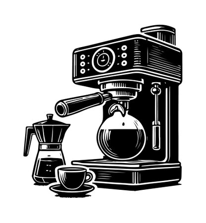 coffee maker machine silhouetteのイラスト素材