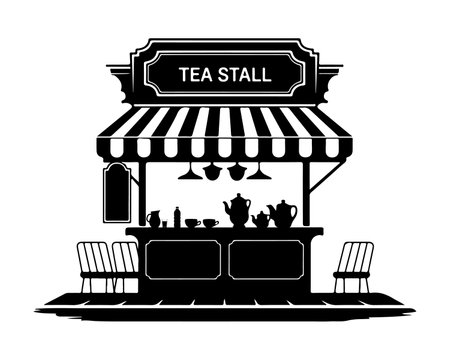 tea stall silhouette vectorのイラスト素材