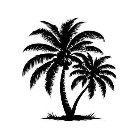 coconut tree silhouette vectorのイラスト素材
