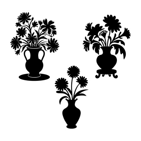 flower vase silhouette vector setのイラスト素材