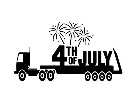 4th of July Truck Silhouetteのイラスト素材