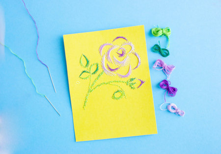 How to make a postcard rose with your own hands from threads using the isothread technique,...