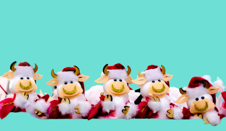 Christmas tree toy bull in the year 2021の写真素材