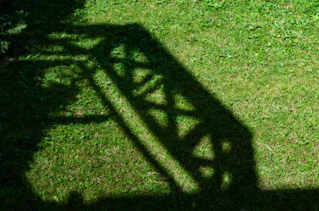 whimsical shadow on a green lawn on a sunny day.