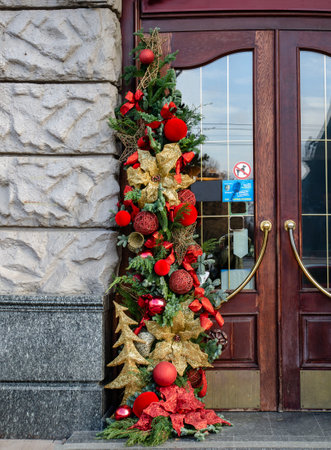 New Years toys and decorations in Kharkivの写真素材