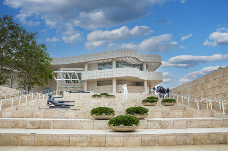 Los Angeles California America May 18, 2023 The Getty Museum is the largest art museum in California architectural elementsのeditorial素材