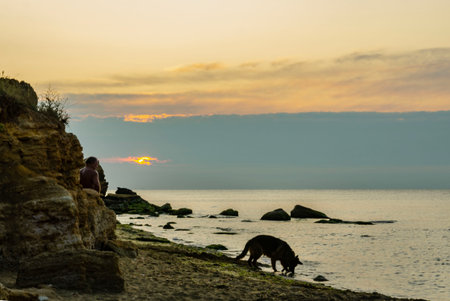 Serenity: the primeval desert slopes of Fontanka wild beach.の写真素材