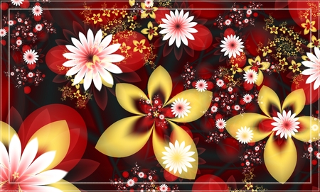 Fractal 3D design.Colors s white and pink colors on a Burgundy background.の写真素材