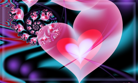 Postcard for Valentine's day.Digital fractal 3D design.の写真素材