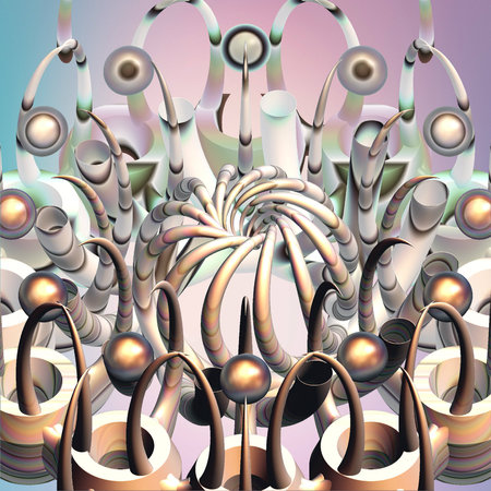 Computer generated 3D fractal.Pasta with seafood.の写真素材