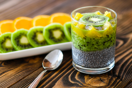 Chia seeds puddingの写真素材