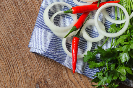 Fresh vegetables and herbs.の写真素材