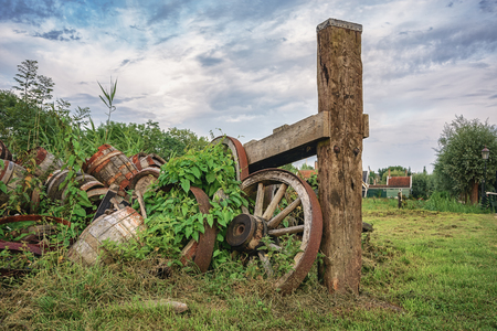 Dump old things overgrown with ivy.の写真素材