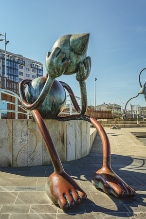 May 13, 2016 on the boulevard of Scheveningen, The Netherlands, a group of statues called 'statues of the sea'.のeditorial素材