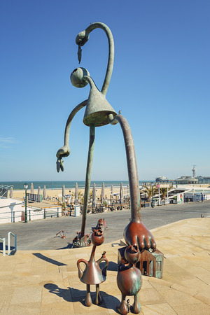 May 13, 2016 on the boulevard of Scheveningen, The Netherlands, a group of statues called 'statues of the sea'.のeditorial素材