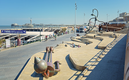 May 13, 2016 on the boulevard of Scheveningen, The Netherlands, a group of statues called 'statues of the sea'.のeditorial素材