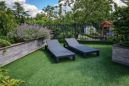 Sitting area in the garden.の写真素材