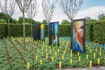 Appeltern, The Netherlands, July 22, 2015: The Gardens of Appeltern is the inspiration garden park in the Netherlands. In this picture a garden inspired by Vincent van Gogh.のeditorial素材