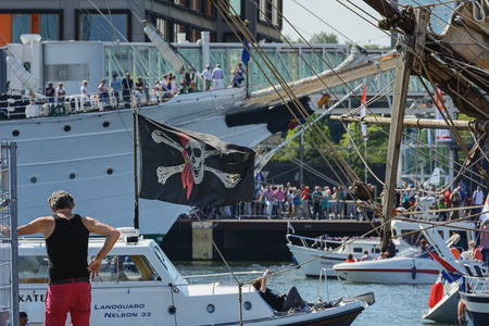 Amsterdam, Netherlands - August 20: SAIL Amsterdam 2015 is an immense flotilla of Tall Ships, maritime heritage, naval ships and impressive replicas.のeditorial素材