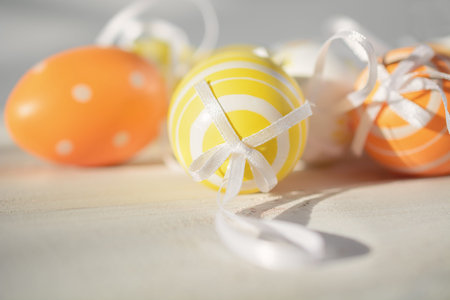 The symbol of the Easter bunny and Easter eggs.の写真素材