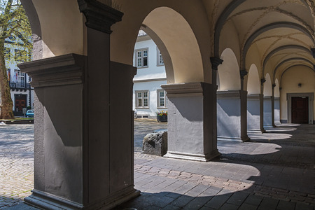 Arcade in a historic building in Koblenz.の写真素材