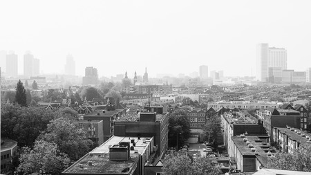 View on the old and the new part of the city of Rotterdam, Netherlands.の写真素材