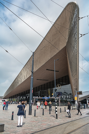 Rotterdam, The Netherlands - May 26, 2016:Â  In front of Central Station Rotterdamのeditorial素材