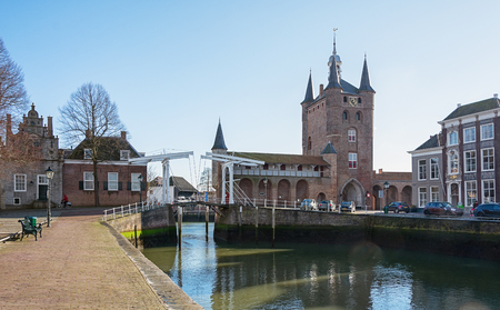 Zierikzee, Netherland, February 5, 2015: The inner harbor of the historic city Zierikzee Zeeland in the Netherlands.のeditorial素材