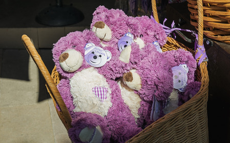 Avignon, France, September 9, 2016: Handmade bear for sale at a tourist shop in Avignonのeditorial素材