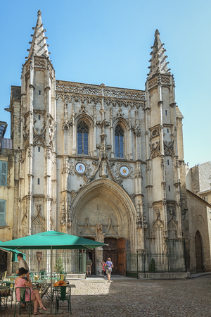 Avignon, France, September 9, 2016: Terrace for the Basilique Saint Pierre in the old town of Avignon, Franceのeditorial素材