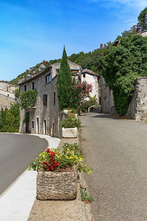 Impression of the village Vogue  which is recognized as historical heritage and is considered one of ten charming villages of Franceの写真素材