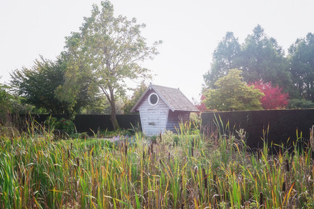 Appeltern, Netherlands, September 29, 2017:  Nice garden house in the shape of a bird houseのeditorial素材