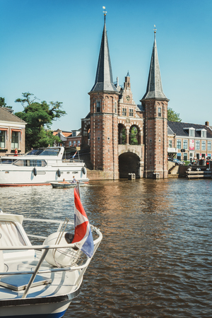 Sneek, Netherlands, 23 August 2015: De Sneeker Waterpoort is the symbol of the Frisian town of Sneek in the Netherlandsのeditorial素材