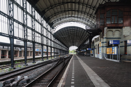 Haarlem, Netherlands, August 5, 2016:  The famous Haarlem train station with its elegant Art Nouveau...