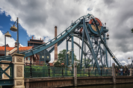 Kaatsheuvel, Netherlands, August 19 , 2017:  The dive coaster The Baron at the amusement park Efteling in the Netherlandsのeditorial素材
