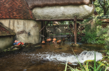 Kaatsheuvel, Netherlands, August 19 , 2017: Sleeping Laaf in the People of Laaf attraction in the amusement park Efteling in The Netherlandsのeditorial素材