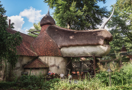 Kaatsheuvel, Netherlands, August 19 , 2017: Sleeping Laaf in the People of Laaf attraction in the amusement park Efteling in The Netherlandsのeditorial素材