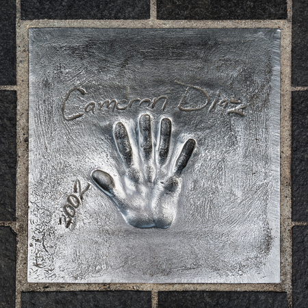 Cannes, France, September 15, 2018:  Handprint of Cameron Diaz set in 2002 during the Cannes Film Festivalのeditorial素材
