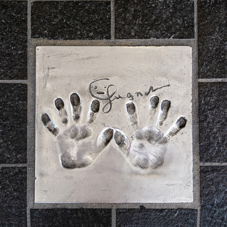 Cannes, France, September 15, 2018:  Handprint of a star set during the Cannes Film Festivalのeditorial素材