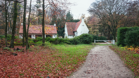 Doorwerth, Netherlands, November 12, 2015:  Beautiful villa in the forest of estate Duno located on the moraine of the river Nederrijn in the province of Gelderlandのeditorial素材