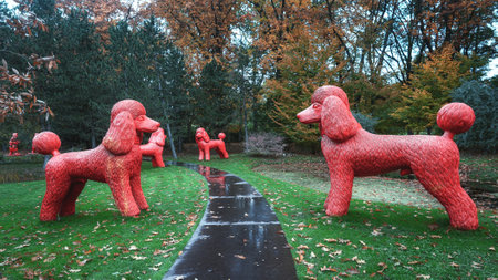 Arcen, The Netherlands, October 24, 2020: Special statues exhibition of the plastic artist William Sweetlove in the Kasteeltuinen Arcenのeditorial素材