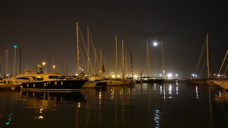 The night harbourの写真素材