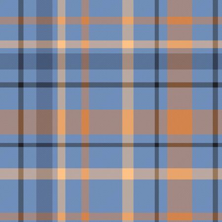 Seamless checked plaid pattern in blue brown colorsの写真素材