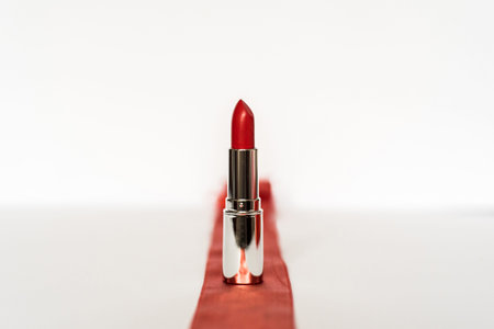 Fashion Colorful Lipsticks. Group of colorful lipstick on white background.の写真素材