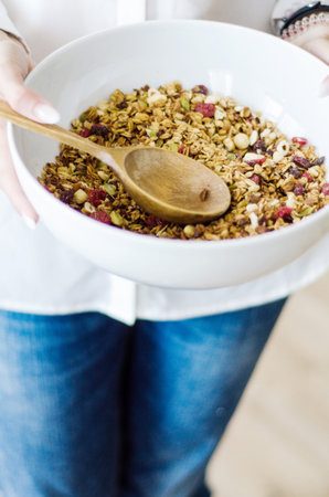 granola with nut, goji berry, seed and cereal