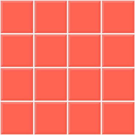 Seamless tile pattern of coral color. Ceramic squares tile wall. Vector.のイラスト素材
