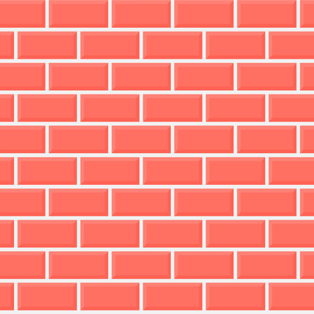 Tile coral brick. Seamless ceramic brick wall texture. Vector illustration.のイラスト素材